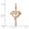14k Rose Gold Diamond Cross with Heart Pendant