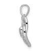 14k White Gold Polished Intertwined Hearts Diamond Pendant