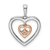 14k Two-tone White and Rose 1/20 carat Diamond Double Heart Pendant