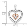 14k Two-tone White and Rose 1/20 carat Diamond Double Heart Pendant