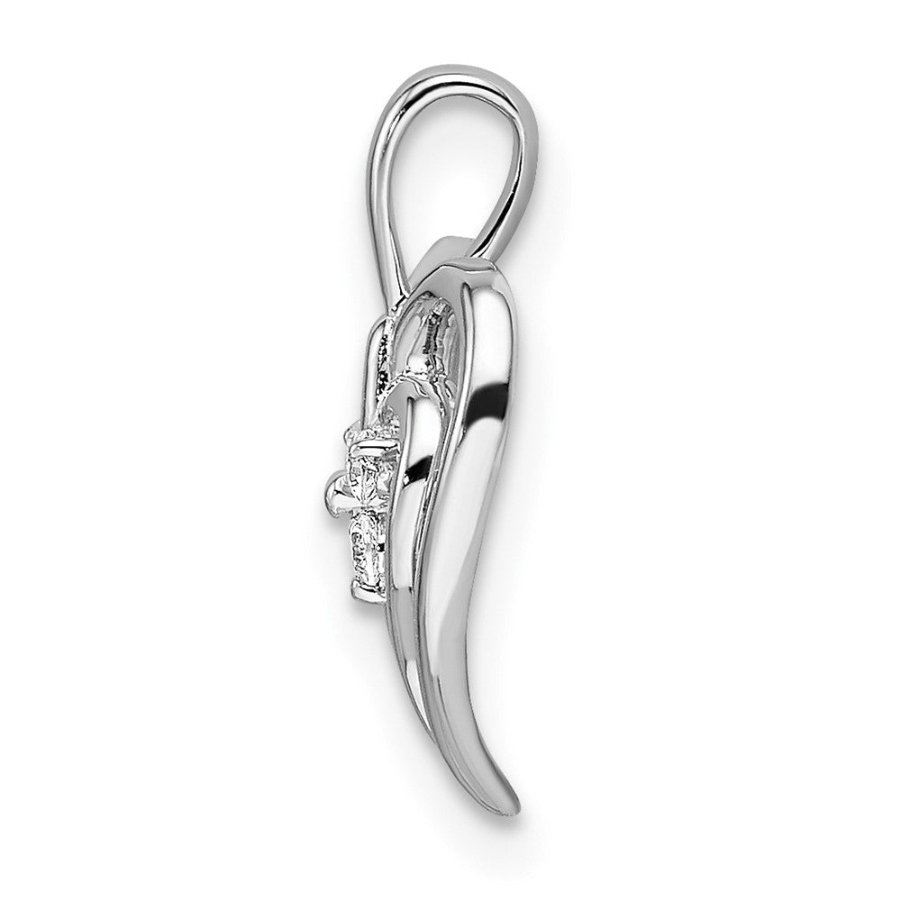 14k White Gold Polished Two Hearts Diamond Pendant