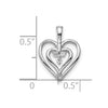 14k White Gold Polished Two Hearts Diamond Pendant