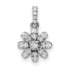 14k White Gold Polished 1/6 carat Diamond Flower Pendant