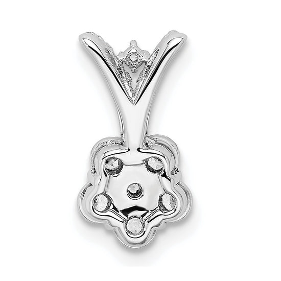 14k White Gold Polished 1/4 carat Diamond Flower Pendant