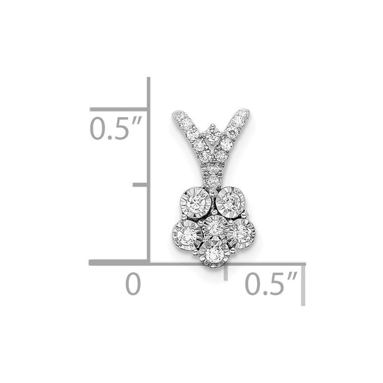 14k White Gold Polished 1/4 carat Diamond Flower Pendant