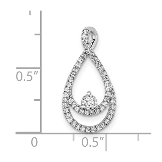 14k White Gold 1/5 carat Diamond Double Teardrop Chain Slide