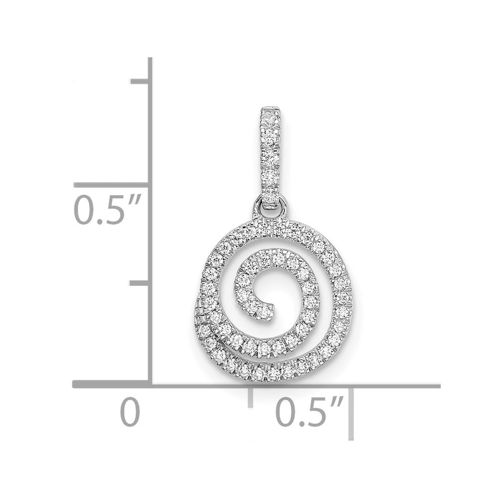 14k White Gold 1/5 carat Diamond Circle Swirl Pendant