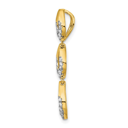 14k Polished 1/4 carat Diamond Triple Oval Chain Slide