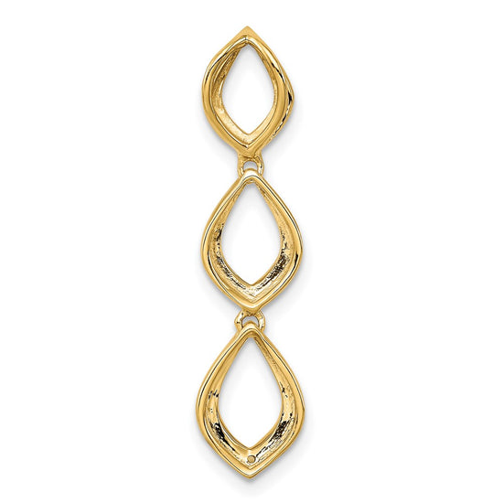 14k Polished 1/4 carat Diamond Triple Oval Chain Slide