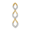 14k Polished 1/4 carat Diamond Triple Oval Chain Slide