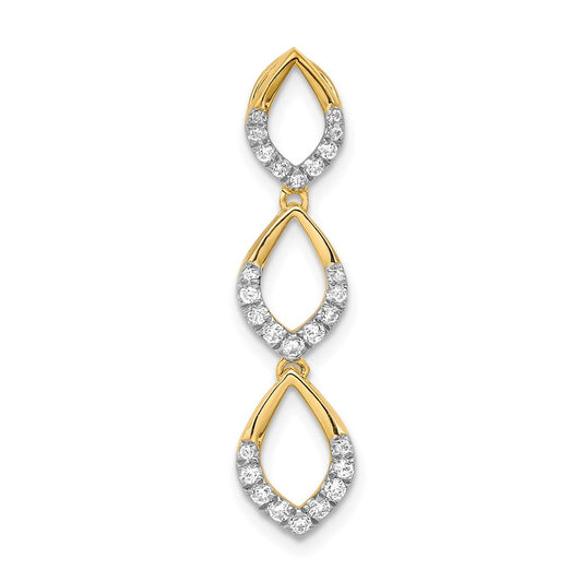 14k Polished 1/4 carat Diamond Triple Oval Chain Slide