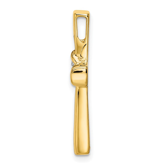 14k Polished 1/10 carat Diamond Cross Chain Slide