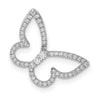 14k White Gold Polished Butterfly Diamond Chain Slide