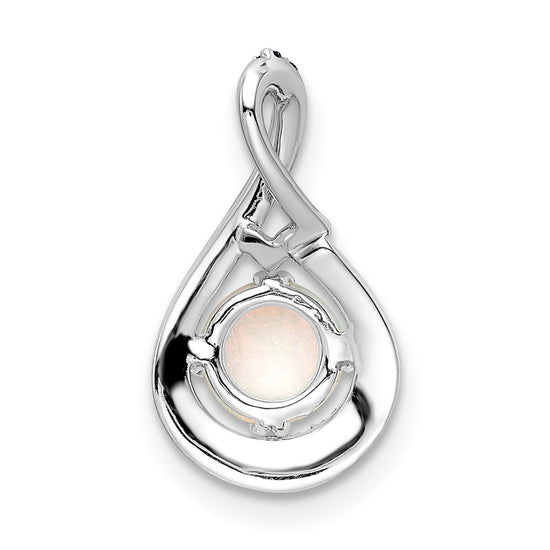 14k White Gold Blue Topaz/Opal/Diamond Chain Slide