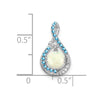 14k White Gold Blue Topaz/Opal/Diamond Chain Slide