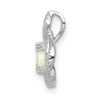 14k White Gold Polished Oval Opal and Diamond Vintage Chain Slide