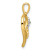 14k Two-tone LOVE Script Heart with Diamond Bow Pendant