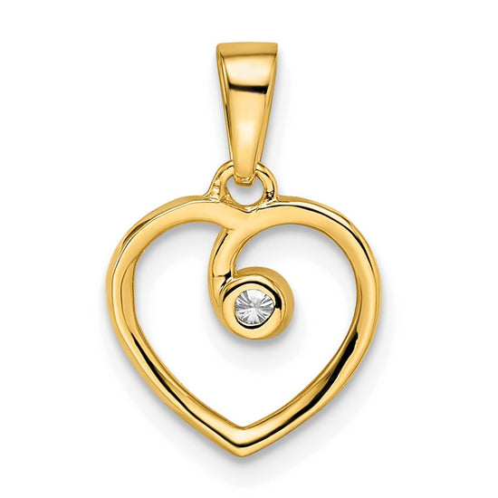 14k Polished .03 carat Diamond Heart Pendant