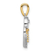 14k Two-tone Heart with Cross 1/8 carat Diamond Pendant