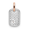 14k Two-tone White and Rose Small Dog Tag with Heart Diamond Pendant