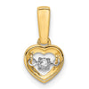 14k 1/10 carat Diamond Heart with Vibrant Moving Center Pendant