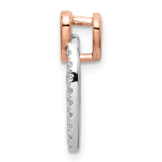 14k Two Tone Rose and White Gold 1/4 carat Lab Grown Diamond VS/SI+ G+ Complete Double Heart Chain Slide Pendant
