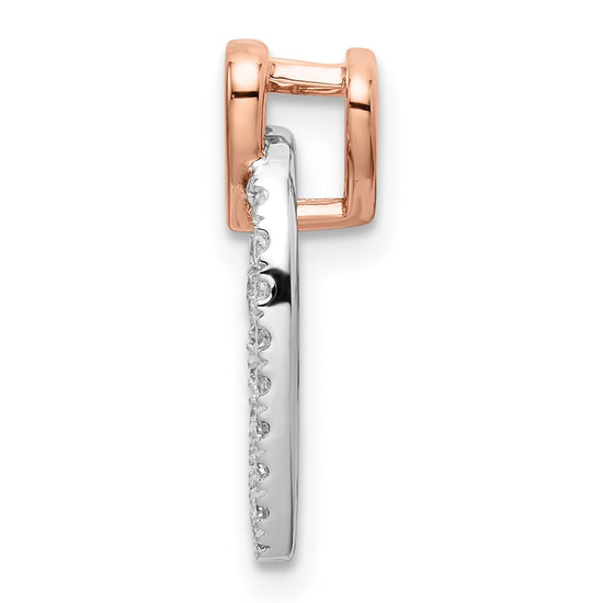 14k Two Tone Rose and White Gold 1/4 carat Lab Grown Diamond VS/SI+ G+ Complete Double Heart Chain Slide Pendant