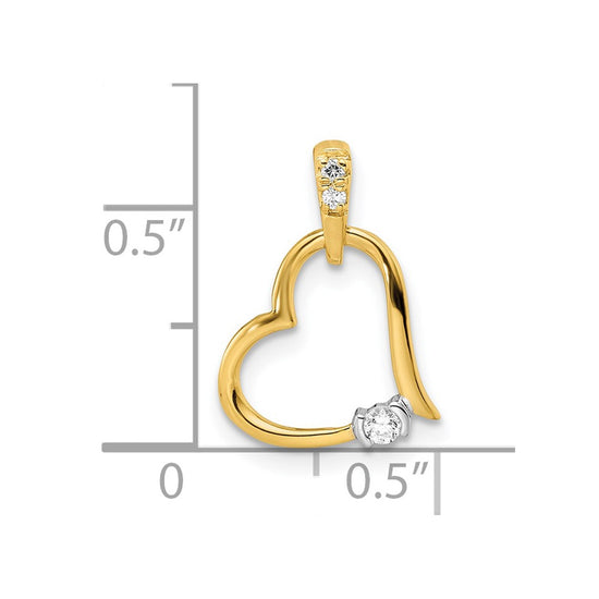 14k Two-tone Polished Diamond Heart Pendant