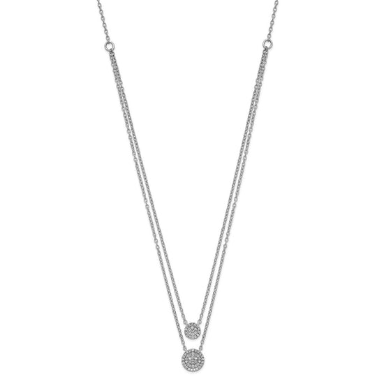 14k White Gold 1/5 carat Diamond Circles Double Strand 18 inch Necklace