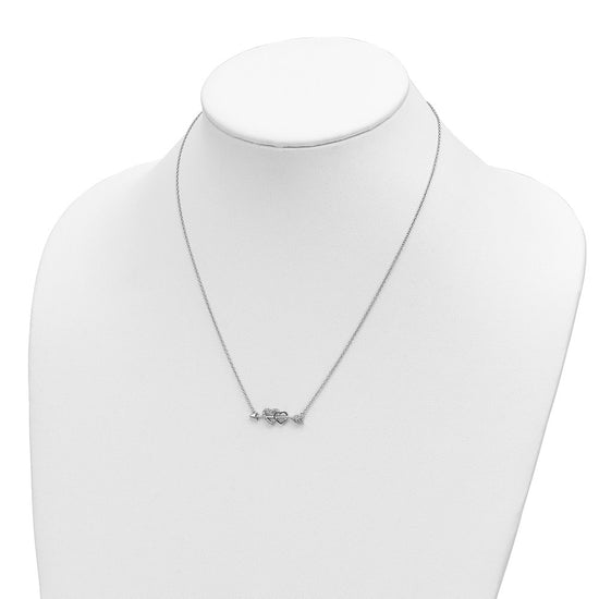 14k Two-tone 1/20 carat Diamond Hearts on Arrow 18 inch Necklace