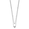 14k White Gold 1/5 carat Pave Diamond Double Strand Heart 18 inch Necklace