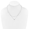 14k White Gold 1/5 carat Pave Diamond Double Strand Heart 18 inch Necklace