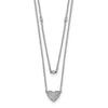 14k White Gold 1/5 carat Pave Diamond Double Strand Heart 18 inch Necklace