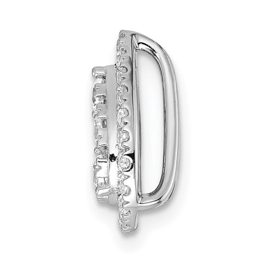 14k White Gold 5/8 carat Lab Grown Diamond VS/SI+ G+ Complete Teardrop Halo Chain Slide Pendant