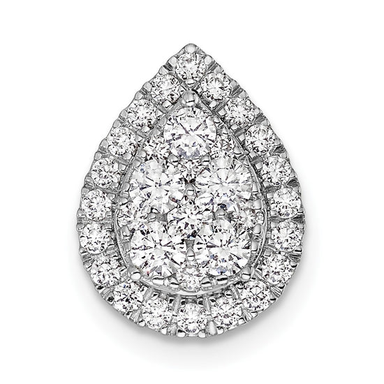 14k White Gold 5/8 carat Lab Grown Diamond VS/SI+ G+ Complete Teardrop Halo Chain Slide Pendant