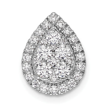 14k White Gold 5/8 carat Lab Grown Diamond VS/SI+ G+ Complete Teardrop Halo Chain Slide Pendant