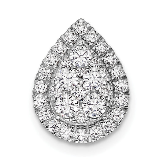 14k White Gold 5/8 carat Lab Grown Diamond VS/SI+ G+ Complete Teardrop Halo Chain Slide Pendant