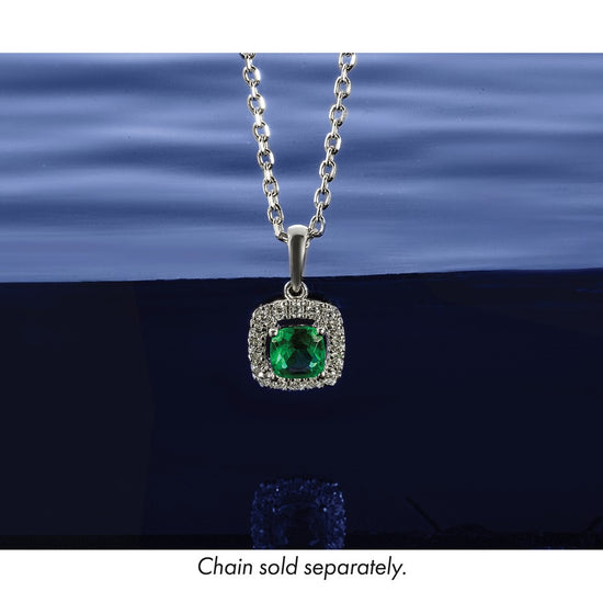 Cushion Gemstone & Diamond Halo Pendants