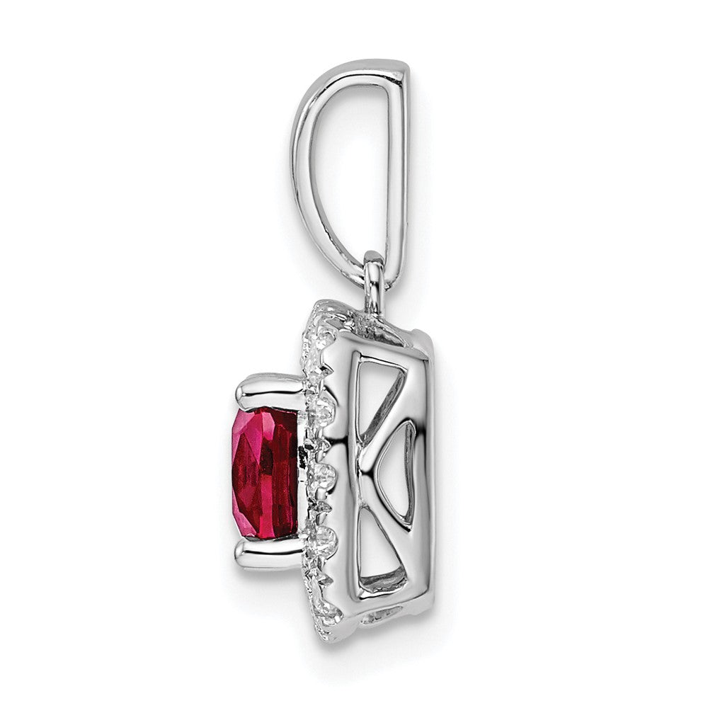 Cushion Gemstone & Diamond Halo Pendants