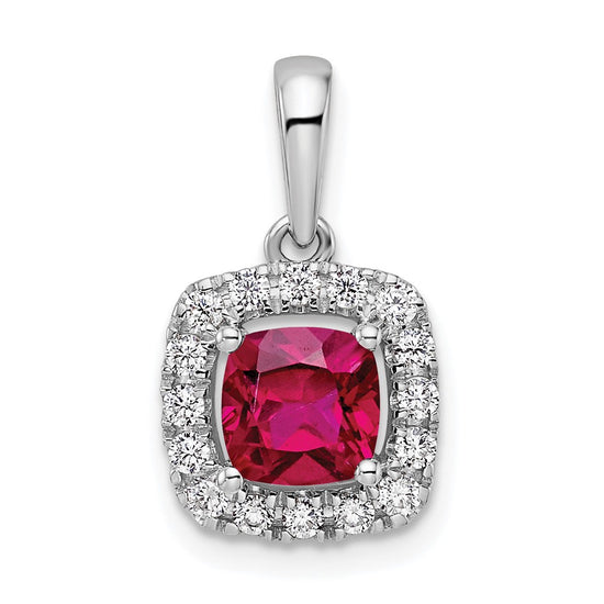 Cushion Gemstone & Diamond Halo Pendants