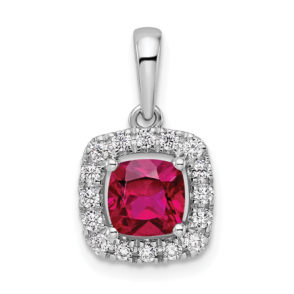 Cushion Gemstone & Diamond Halo Pendants