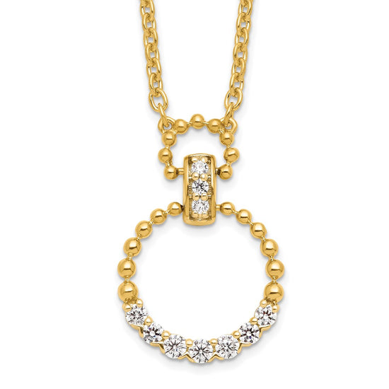 14k 1/4 carat Lab Grown Diamond VS/SI+ G+ Circle 18 inch Pendant Necklace