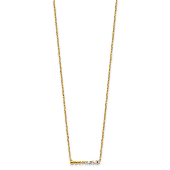 14k 1/4 carat Lab Grown Diamond VS/SI+ G+ Beaded Bar 18 inch Necklace