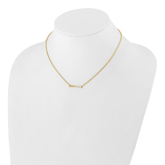 14k 1/4 carat Lab Grown Diamond VS/SI+ G+ Beaded Bar 18 inch Necklace