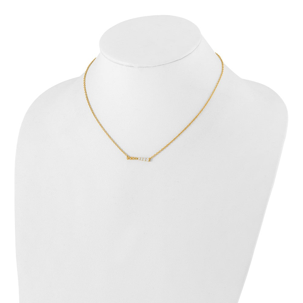 14k 1/4 carat Lab Grown Diamond VS/SI+ G+ Beaded Bar 18 inch Necklace