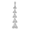 14k White Gold 1 carat Lab Grown Diamond VS/SI+ G+ Five Three Stone Cluster Bar Chain Slide Pendant