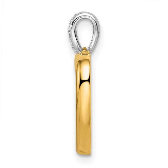 14k Two-tone 1/6 carat Lab Grown Diamond VS/SI+ G+ Complete Dangle Double Heart Pendant