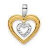14k Two-tone 1/6 carat Lab Grown Diamond VS/SI+ G+ Complete Dangle Double Heart Pendant