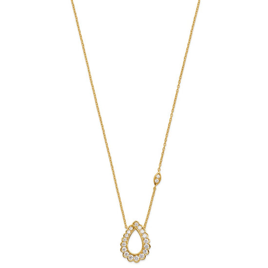 14k 3/4 carat Lab Grown Diamond VS/SI+ G+ Complete 18 inch Fashion Teardrop Necklace