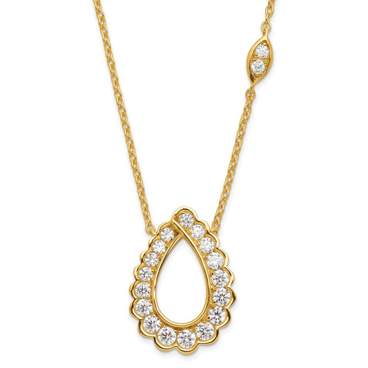 14k 3/4 carat Lab Grown Diamond VS/SI+ G+ Complete 18 inch Fashion Teardrop Necklace